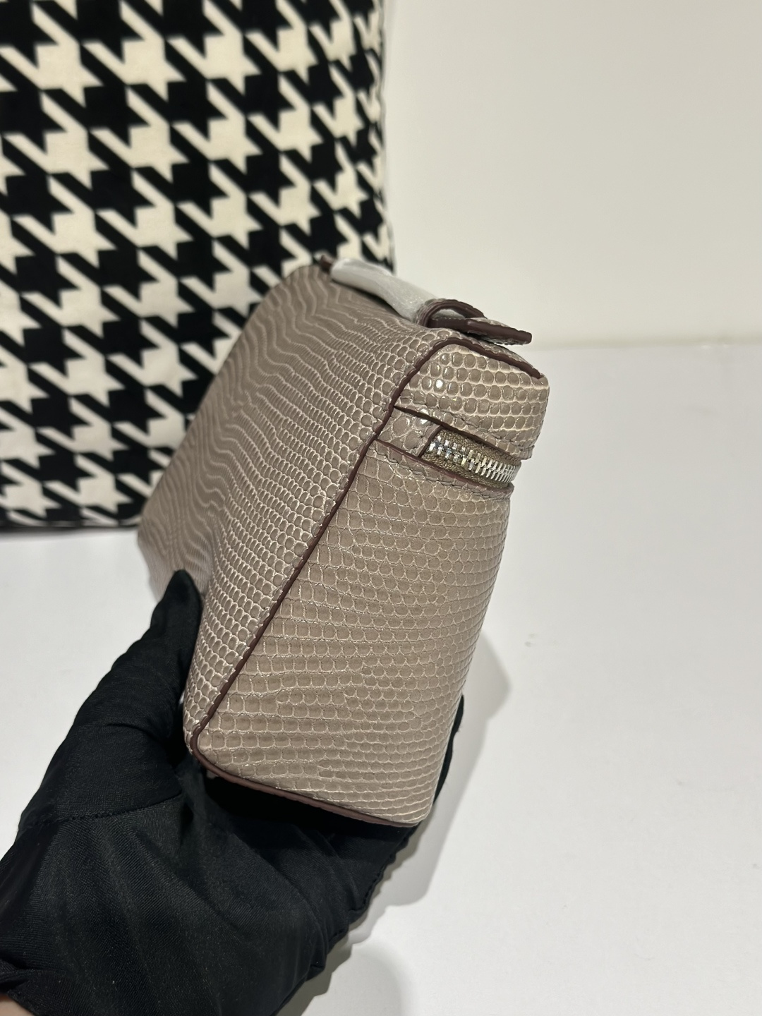 Lizard Leather Khaki 19cm Silver Hardware Top Handle Bag WLB053 image 5