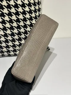 Lizard Leather Khaki 19cm Silver Hardware Top Handle Bag WLB053 image 6