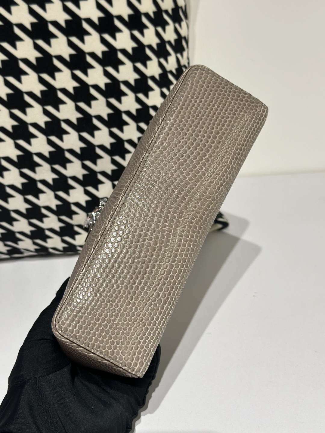 Lizard Leather Khaki 19cm Silver Hardware Top Handle Bag WLB053 image 6