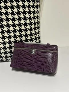 Lizard Leather Purple 19cm Silver Hardware Top Handle Bag WLB054 image 2