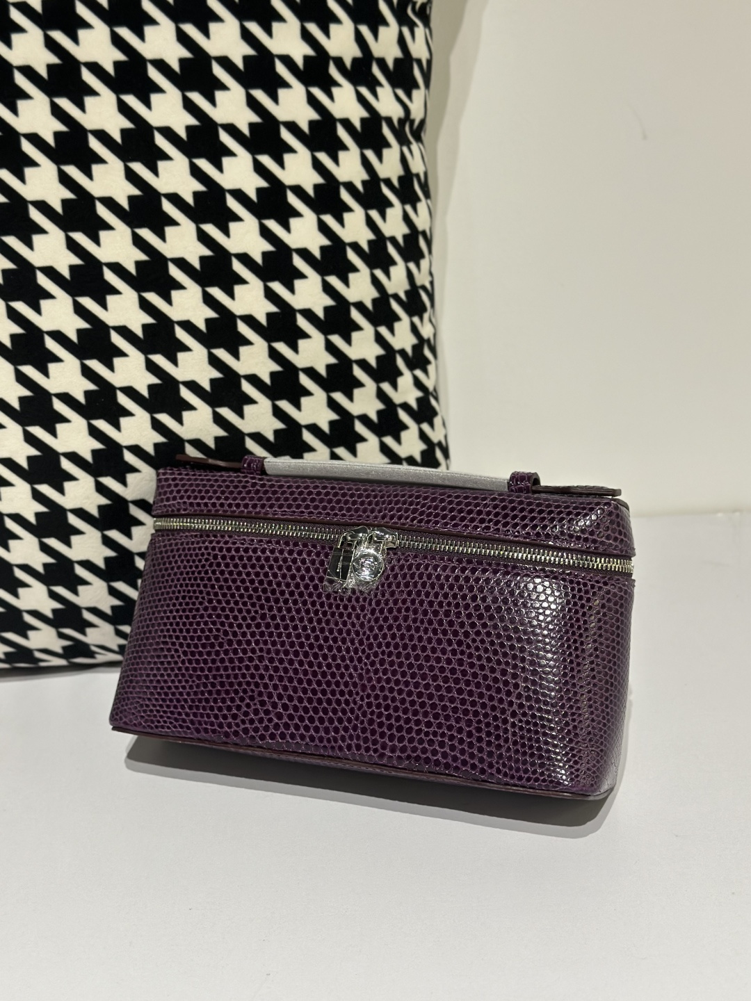 Lizard Leather Purple 19cm Silver Hardware Top Handle Bag WLB054 photo 2