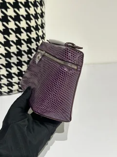 Lizard Leather Purple 19cm Silver Hardware Top Handle Bag WLB054 image 4