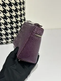 Lizard Leather Purple 19cm Silver Hardware Top Handle Bag WLB054 image 5