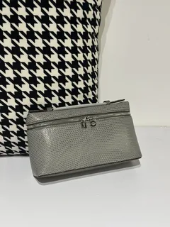 Lizard Leather Light Gray 19cm Silver Hardware Top Handle Bag WLB055 image 1