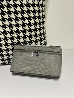 Lizard Leather Light Gray 19cm Silver Hardware Top Handle Bag WLB055 image 2