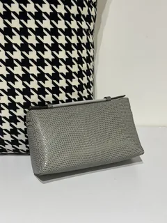 Lizard Leather Light Gray 19cm Silver Hardware Top Handle Bag WLB055 image 3