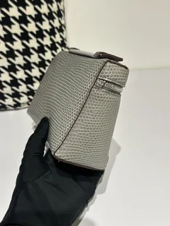 Lizard Leather Light Gray 19cm Silver Hardware Top Handle Bag WLB055 image 5