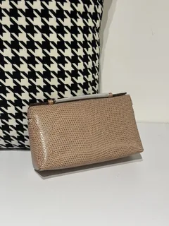 Lizard Leather Apricot 19cm Silver Hardware Top Handle Bag WLB056 image 3