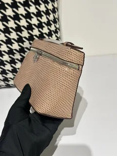 Lizard Leather Apricot 19cm Silver Hardware Top Handle Bag WLB056 image 4