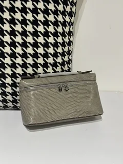 Lizard Leather Gray 19cm Silver Hardware Top Handle Bag WLB057 image 1