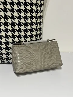 Lizard Leather Gray 19cm Silver Hardware Top Handle Bag WLB057 image 3