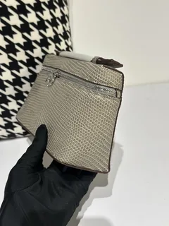 Lizard Leather Gray 19cm Silver Hardware Top Handle Bag WLB057 image 4