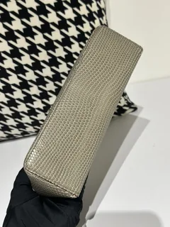 Lizard Leather Gray 19cm Silver Hardware Top Handle Bag WLB057 image 6