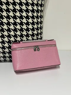 Lizard Leather Pink 19cm Silver Hardware Top Handle Bag WLB058 image 1