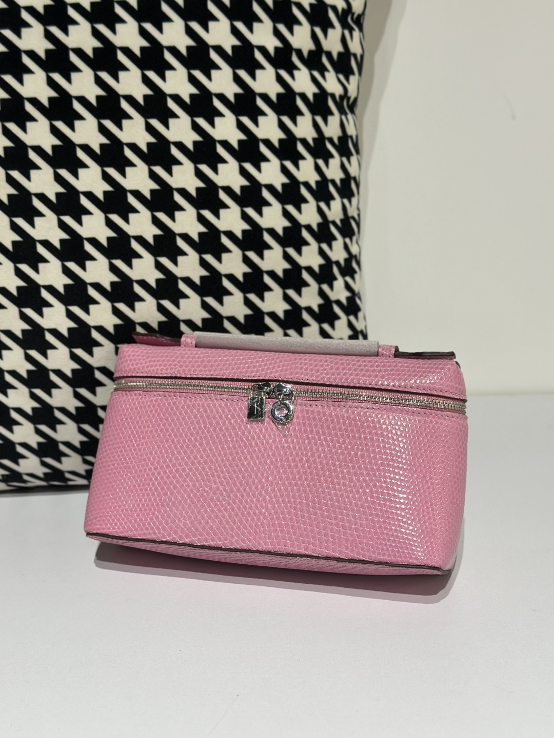 Lizard Leather Pink 19cm Silver Hardware Top Handle Bag WLB058 photo 2