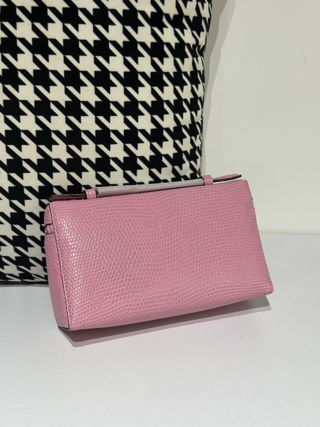 Lizard Leather Pink 19cm Silver Hardware Top Handle Bag WLB058 photo 3