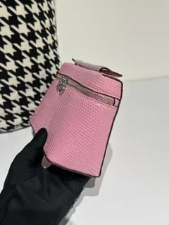 Lizard Leather Pink 19cm Silver Hardware Top Handle Bag WLB058 image 4