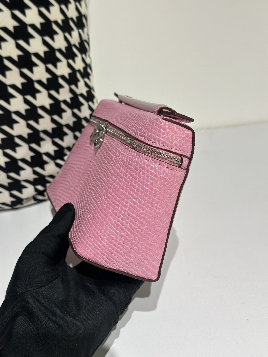 Lizard Leather Pink 19cm Silver Hardware Top Handle Bag WLB058 photo 4