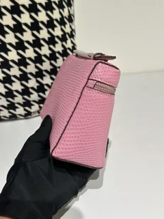 Lizard Leather Pink 19cm Silver Hardware Top Handle Bag WLB058 image 5