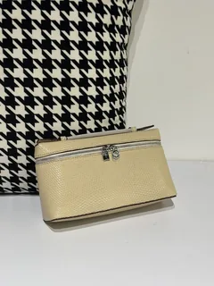 Lizard Leather Cream 19cm Silver Hardware Top Handle Bag WLB059 image 1