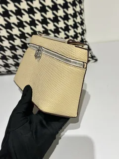Lizard Leather Cream 19cm Silver Hardware Top Handle Bag WLB059 image 4