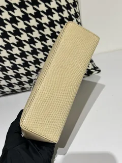 Lizard Leather Cream 19cm Silver Hardware Top Handle Bag WLB059 image 6