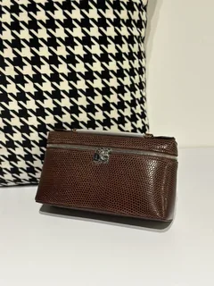 Lizard Leather Dark Brown 19cm Silver Hardware Top Handle Bag WLB060 image 2