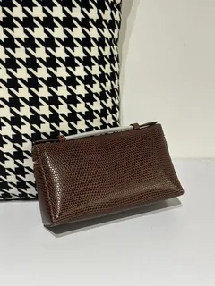 Lizard Leather Dark Brown 19cm Silver Hardware Top Handle Bag WLB060 image 3