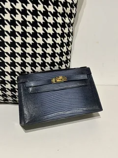 Lizard Leather Blue Gold Hardware Series I Flap Shoulder Bag WLB061 image 1