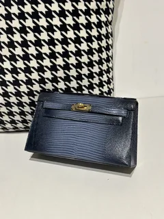Lizard Leather Blue Gold Hardware Series I Flap Shoulder Bag WLB061 image 2