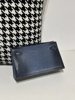 Lizard Leather Blue Gold Hardware Series I Flap Shoulder Bag WLB061 image 3