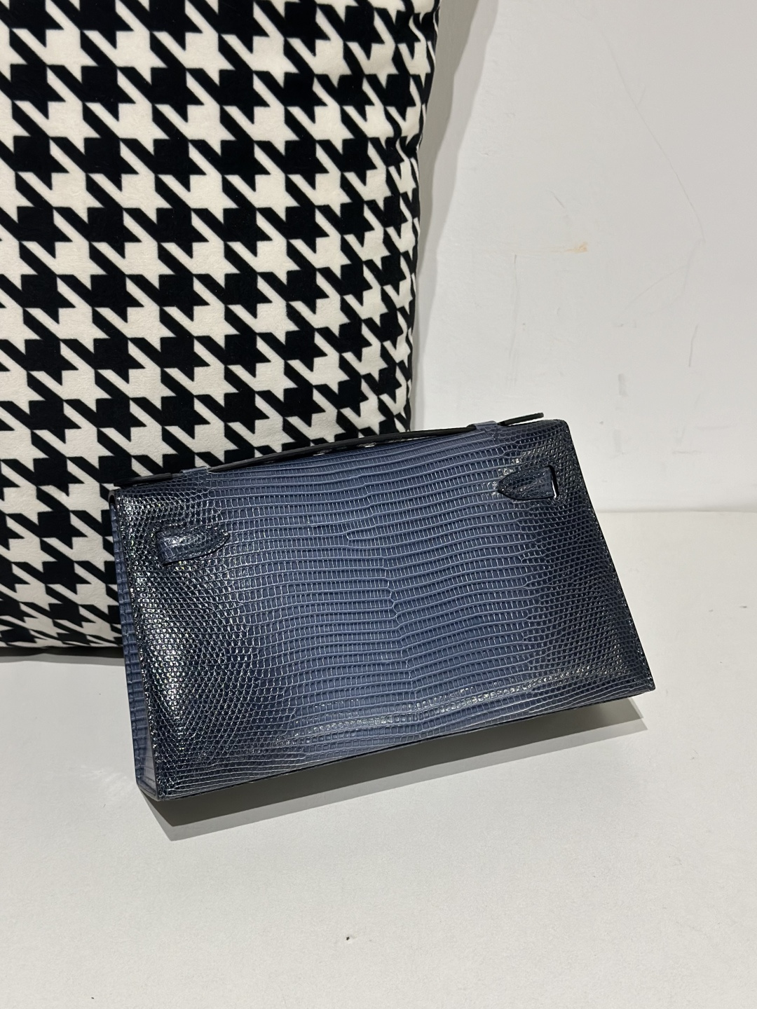 Lizard Leather Blue Gold Hardware Series I Flap Shoulder Bag WLB061 image 3
