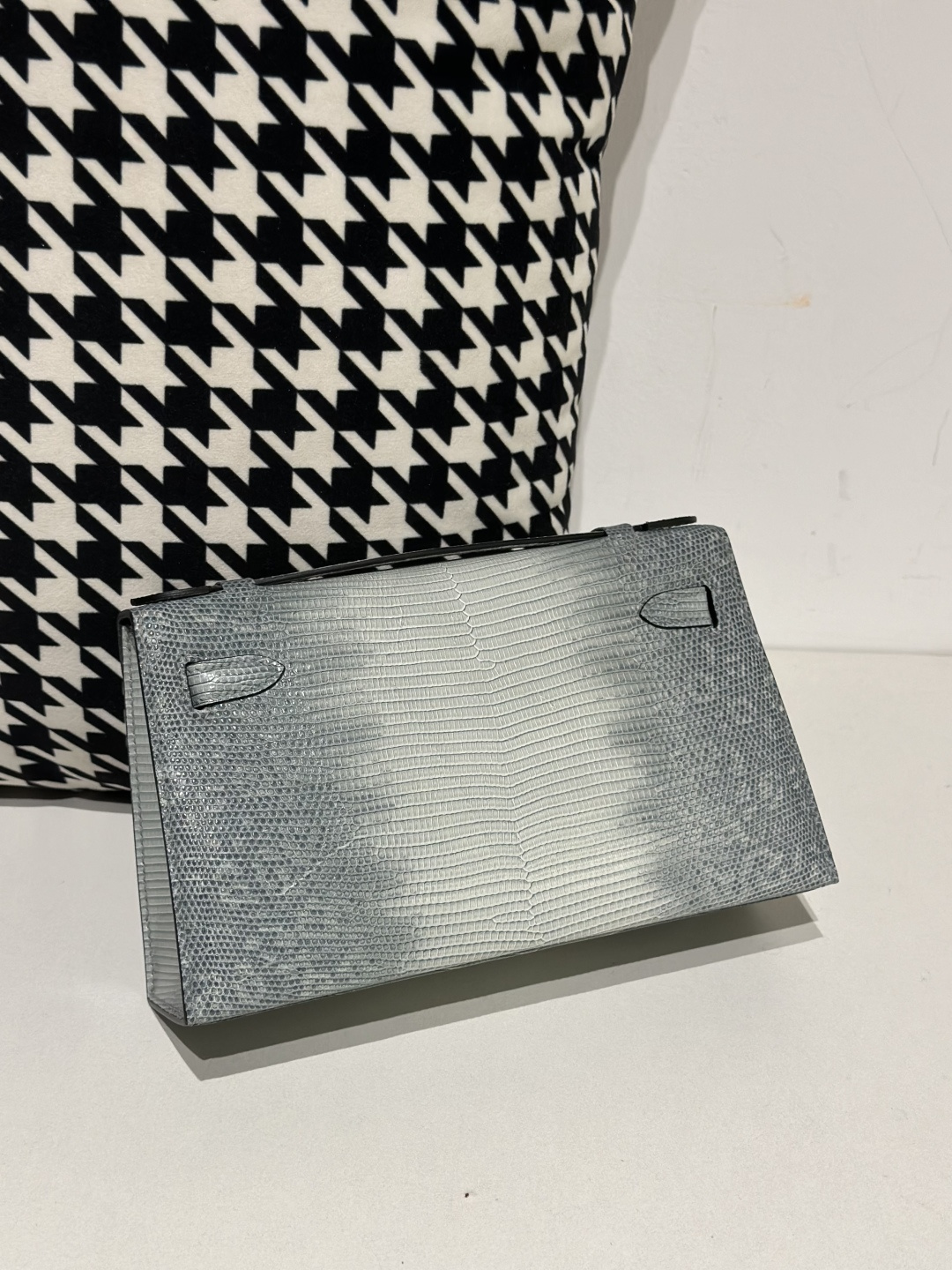 Lizard Leather Light Blue Silver Hardware Series I Flap Shoulder Bag WLB062 photo 3