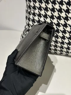 Lizard Leather Gray Silver Hardware Series I Flap Shoulder Bag WLB063 image 5