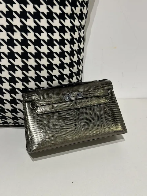 Lizard Leather Antique Bronze Silver Hardware Series I Flap Shoulder Bag WLB064
