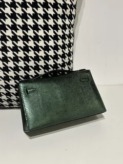 Lizard Leather Pine Green Gold Hardware Series I Flap Shoulder Bag WLB065 image 3