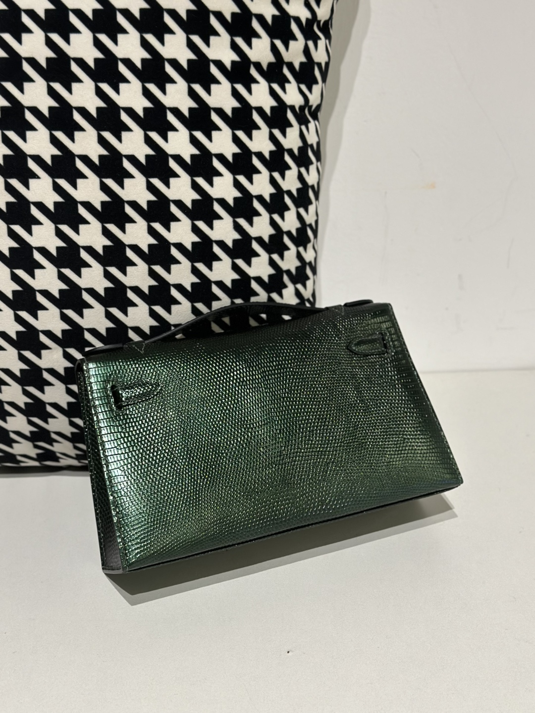 Lizard Leather Pine Green Gold Hardware Series I Flap Shoulder Bag WLB065 image 3