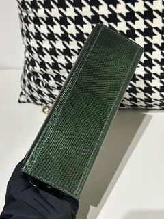 Lizard Leather Pine Green Gold Hardware Series I Flap Shoulder Bag WLB065 image 6