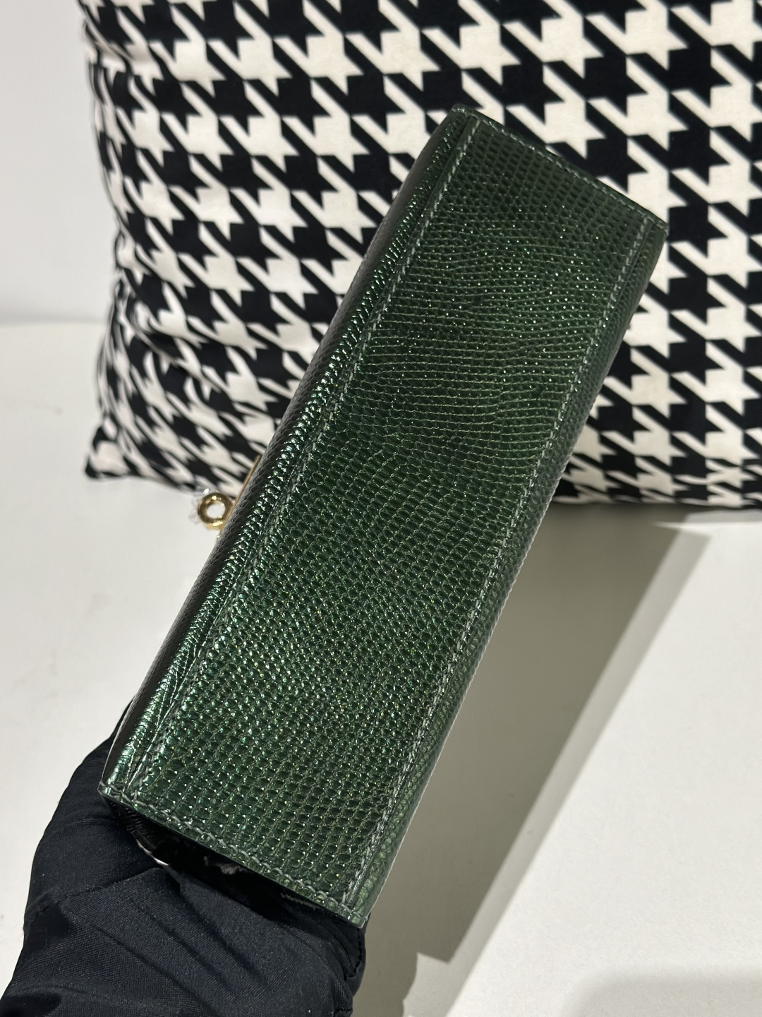 Lizard Leather Pine Green Gold Hardware Series I Flap Shoulder Bag WLB065 image 6