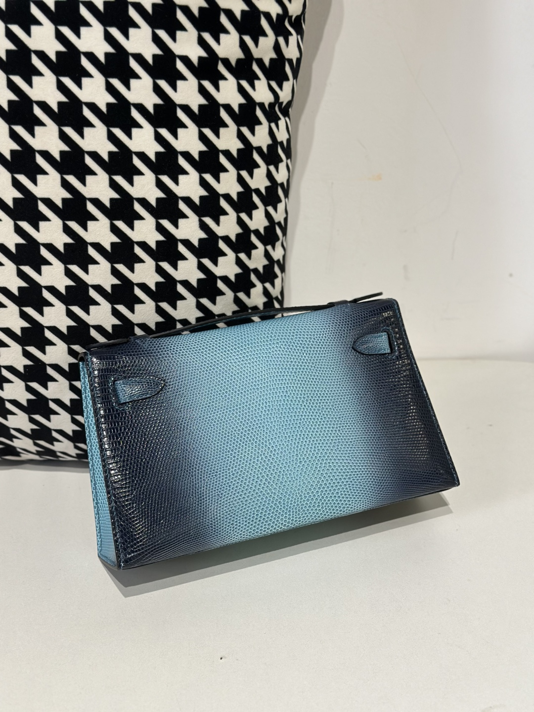Lizard Leather Sky Blue Silver Hardware Series I Flap Shoulder Bag WLB066 photo 3