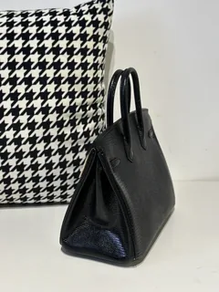 Lizard Leather Black 25cm Silver Hardware Top Handle Tote Bag WLB067 image 4