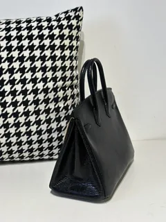 Lizard Leather Black 25cm Gold Hardware Top Handle Tote Bag WLB068 image 4