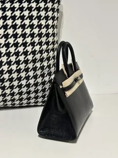Lizard Leather Black 20cm Gold Hardware Top Handle Tote Bag WLB069 image 5