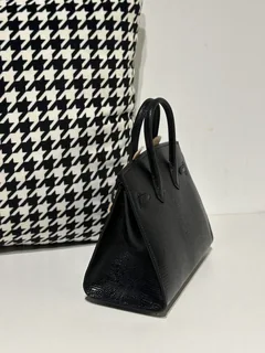 Lizard Leather Black 20cm Silver Hardware Top Handle Tote Bag WLB070 image 4