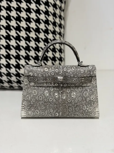 Lizard Leather Natural Pattern Silver Hardware Series II Top Handle Bag WLB071
