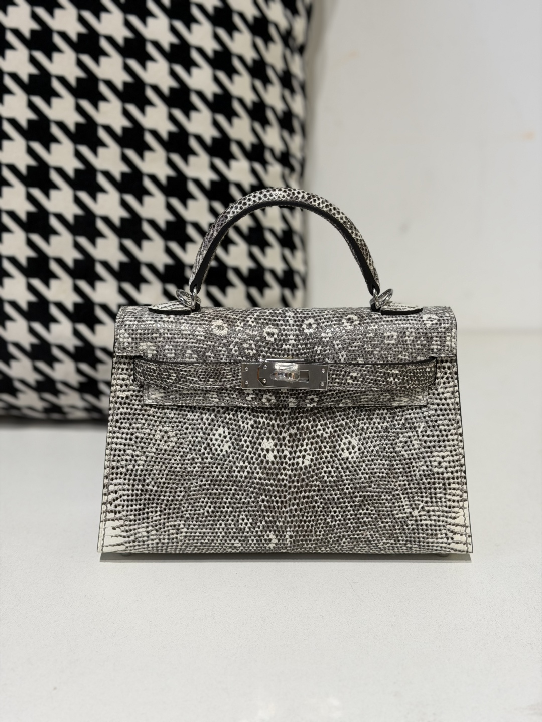 Lizard Leather Natural Pattern Silver Hardware Series II Top Handle Bag WLB071