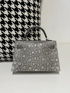 Lizard Leather Natural Pattern Silver Hardware Series II Top Handle Bag WLB071 image 3