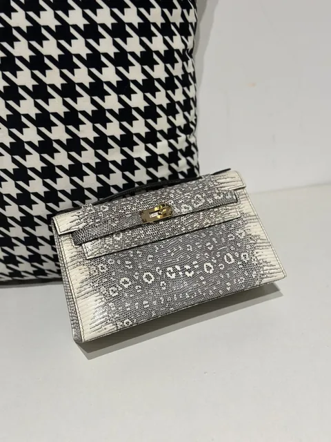 Lizard Leather Natural Pattern Gold Hardware Series I Flap Shoulder Bag WLB072