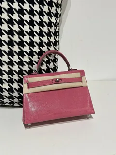 Lizard Leather Candy Pink Silver Hardware Series II Top Handle Bag WLB073 image 1