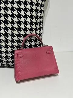 Lizard Leather Candy Pink Silver Hardware Series II Top Handle Bag WLB073 image 3